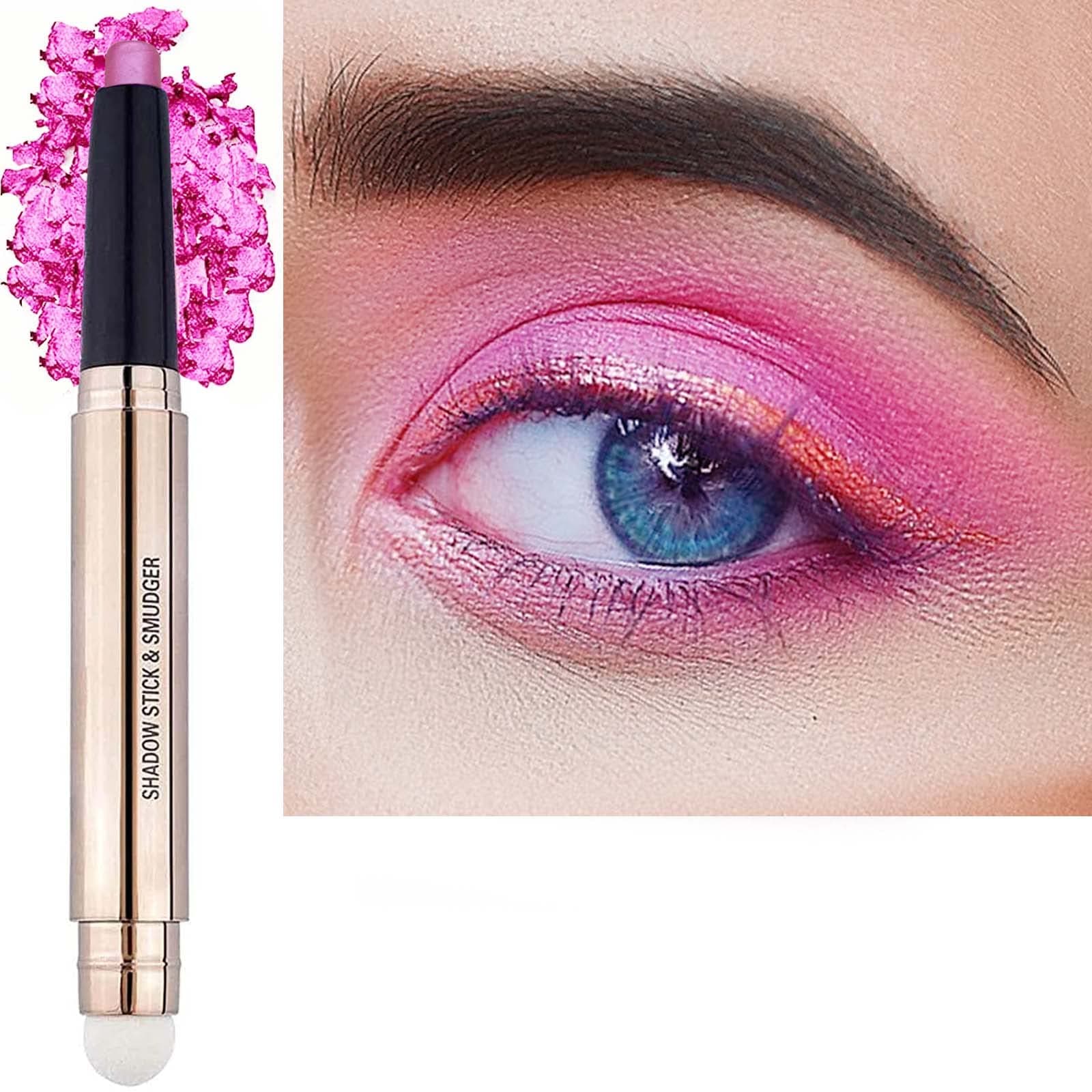 18 color eyeshadows stick shimmer,Highlighter waterproof eyeshadow pen,Colour pop eye makeup (13# Pink Shimmer)