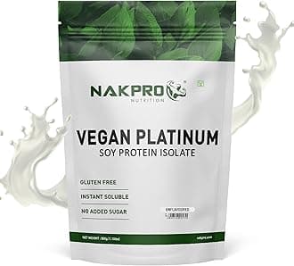 NAKPRO 100% Soy Protein Isolate, Unflavoured - 500g | 27g Protein |Plant Based Protein Powder |All Essential Amino Acids for Support and Recovery