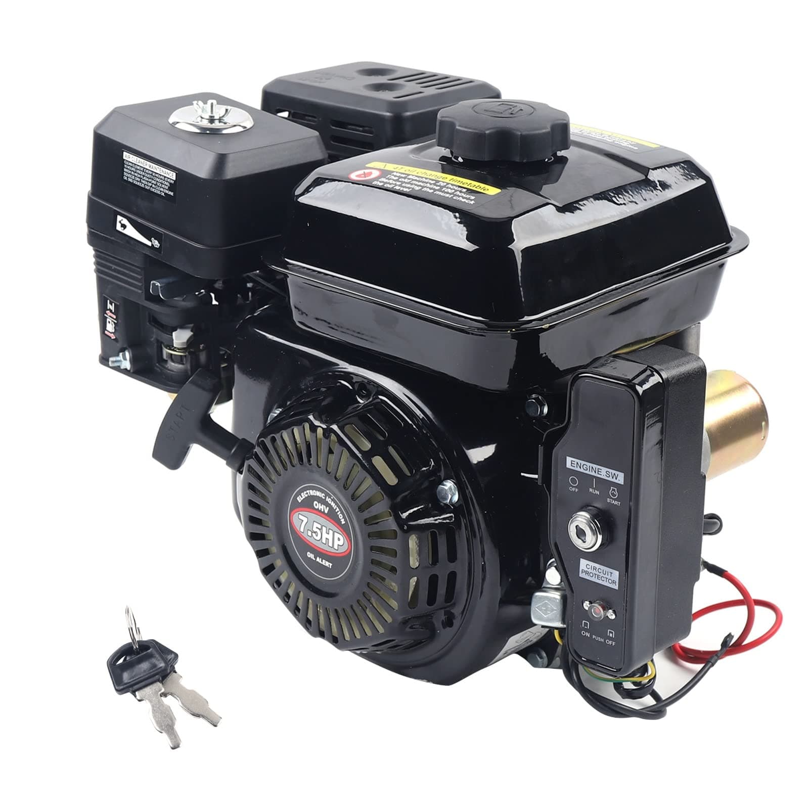 7.5HP 4-Stroke Go Kart Engine OHV Industrial Grade Gasoline Engine 212CC Go Kart Gas Engine Motor Electric Start Go Kart Engine for Compressor Scarifier Lawnmower, Shaft Diameter 78 mm (US Stock)