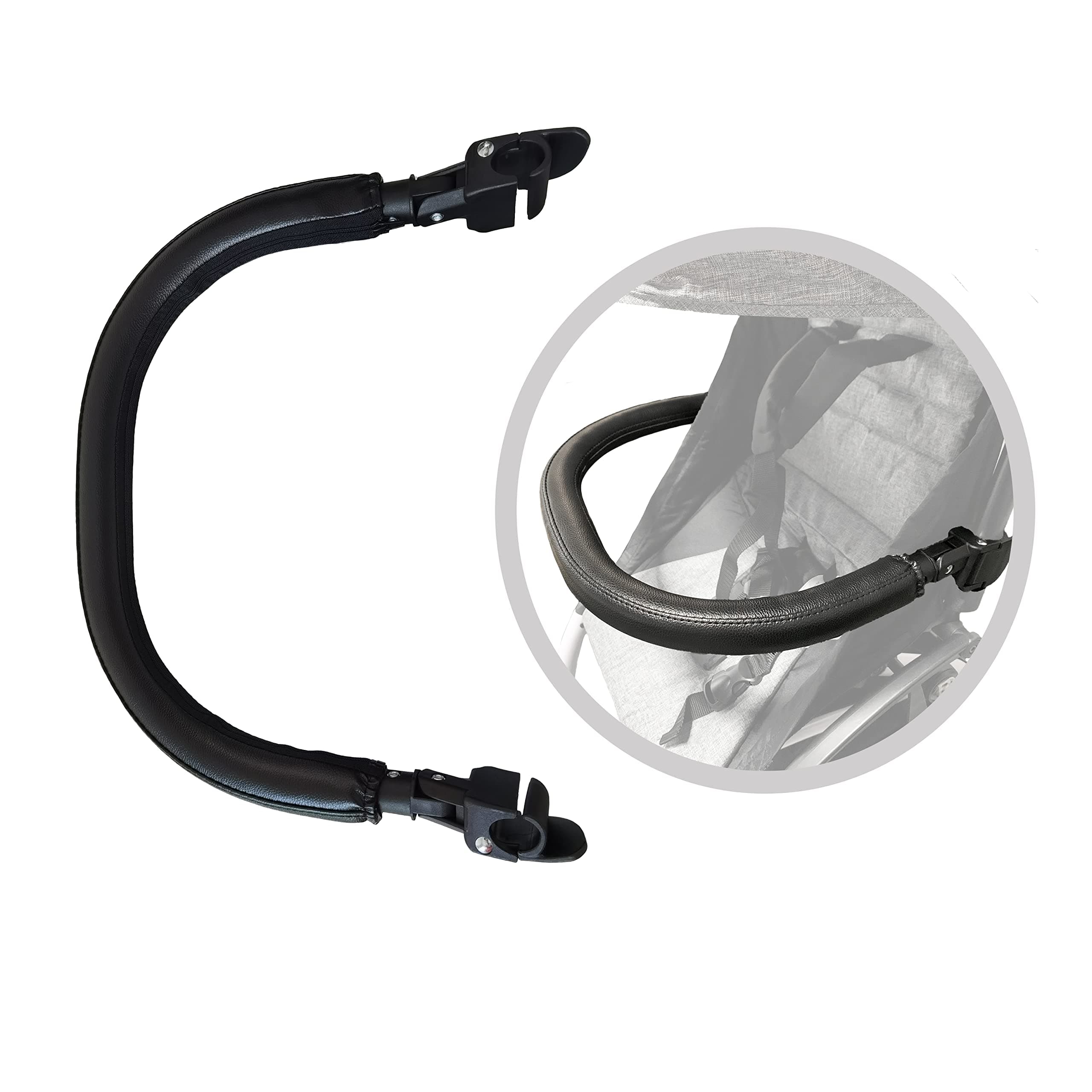 Baby Stroller Bumper Bar,Armrest, Handle, Crossbar Accessories for BBZ YoYo and Yoyo+,Black PU Leather