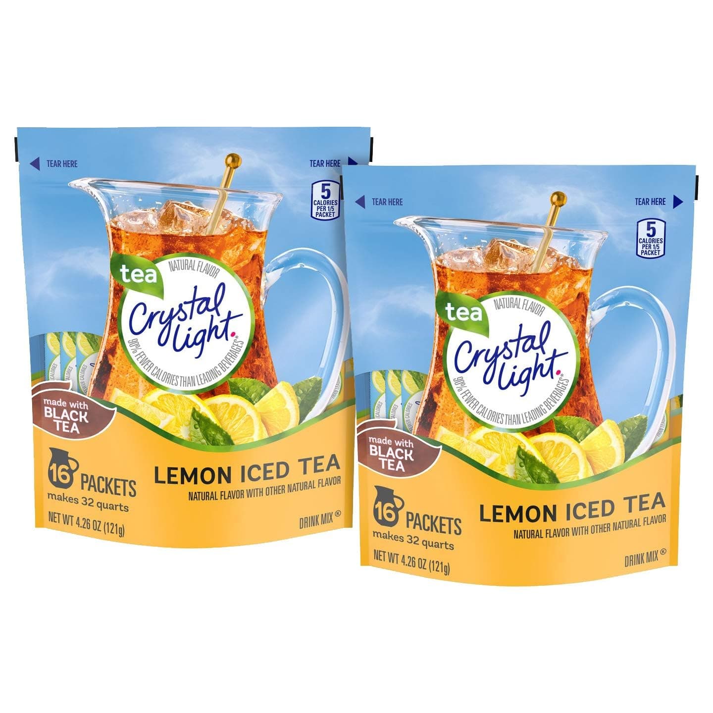WIAONE CAIKEZI Crystal Light Iced Tea Drink Mix - Lemon - 4.26 oz - 16 ct - 2 pk