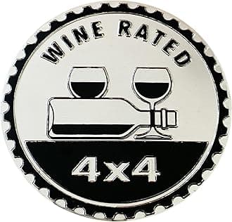 Wine Badge Rated Car Emblem, 4 x 4 Metal Automotive Badge 3D Metal Car Badges Emblems Round Emblem Decals Badge Decals Stickers Compatible with Jeep Wrangler Vehicles Trucks