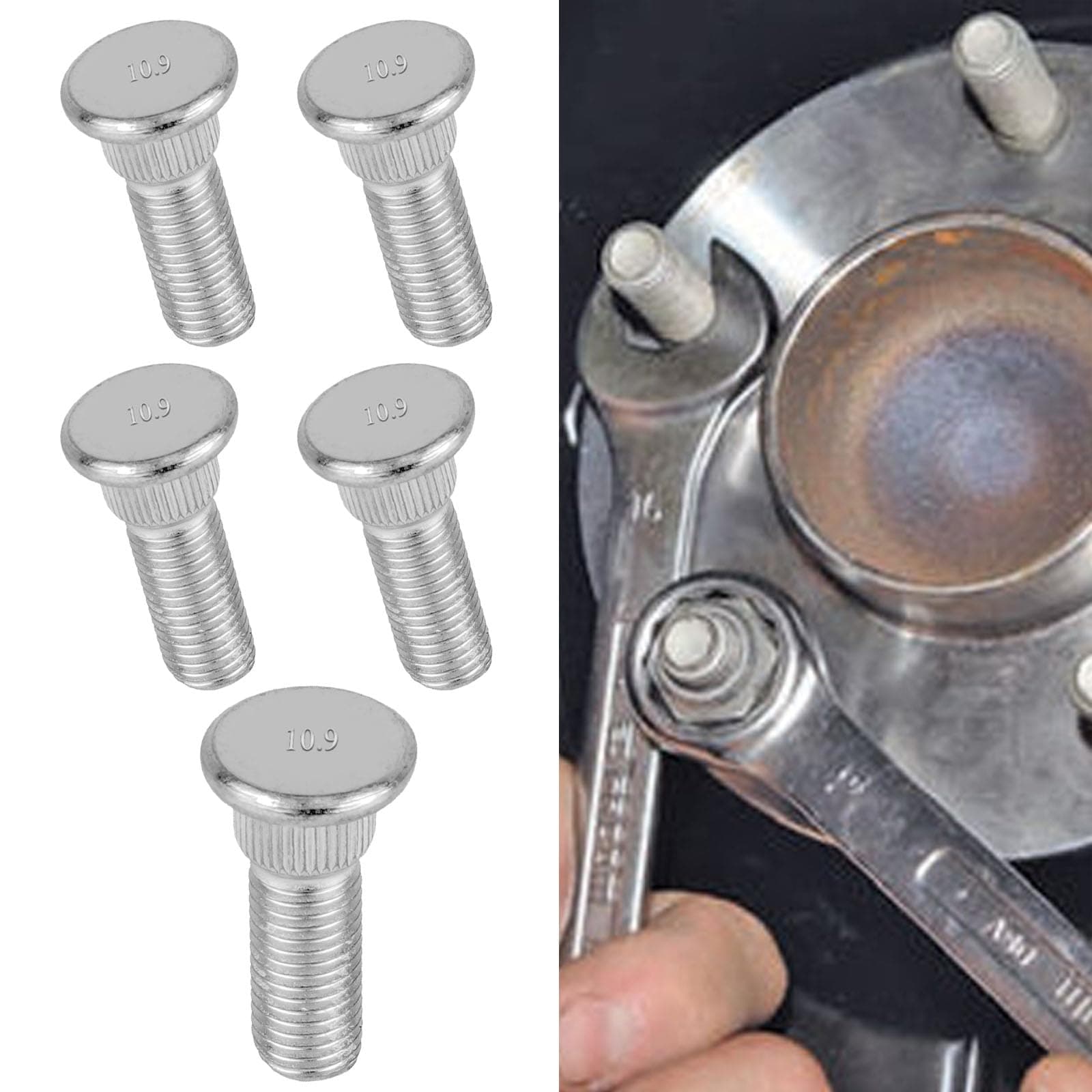 5PCS Wheel Studs Tire Lug Nuts OEM#610-266 90942-02049, Wheel Lug Stud Tire Hub Screw Extended Knurled Bolt Secure 48mm Long & M12x1.5 Compatible with Toyota Chevrolet Lexus Scion Pontiac