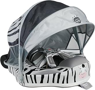 Mambobaby Float with Canopy, Non-Inflatable Swim Trainer for Infants and Toddlers 3-24 Months, Avoid Flip Design, UPF 50+, Safe & Comfortable Baby Pool Float