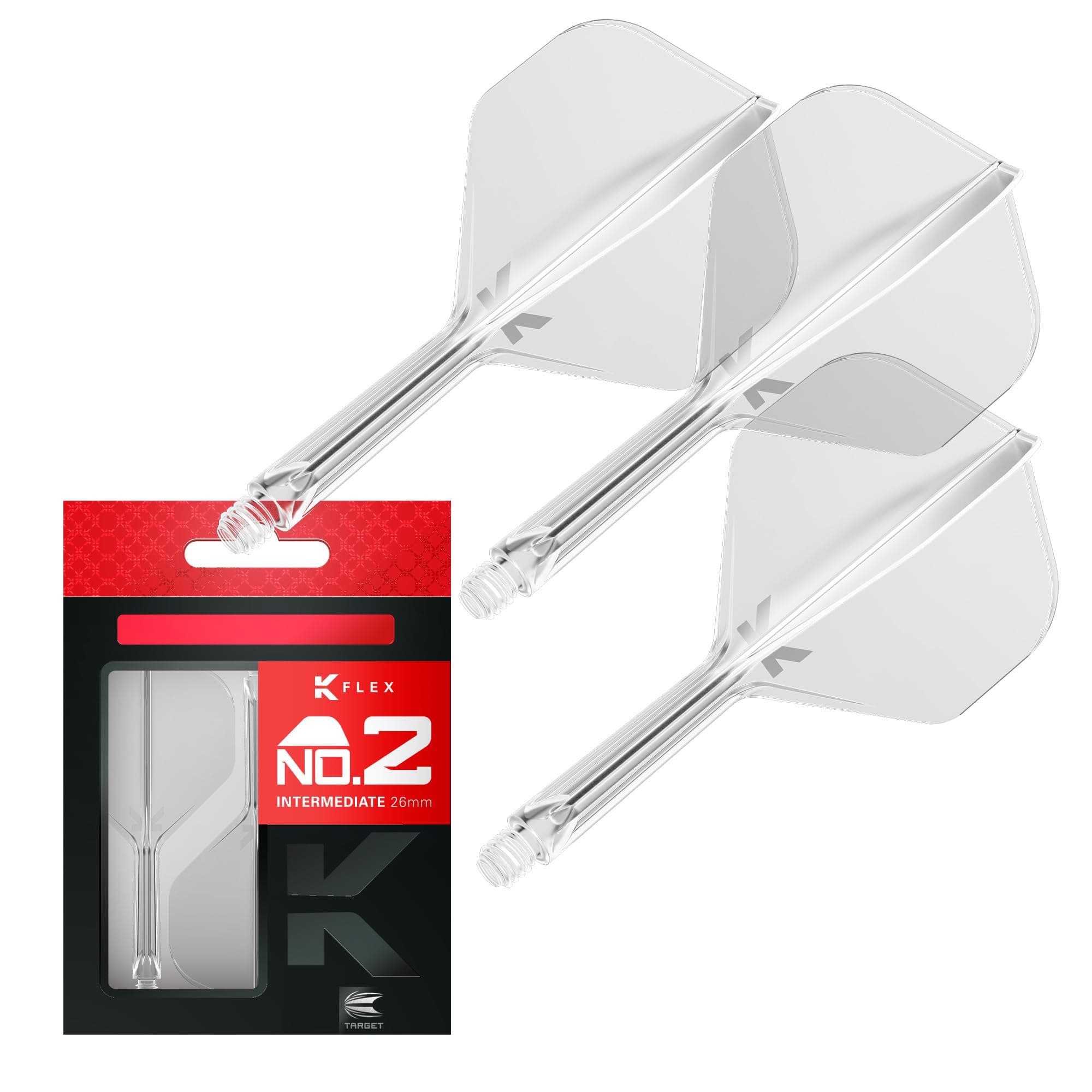 Target Darts K Flex Integrated Dart Flights And Shafts, No.2 | Pack Of 3 K-Flex - No2, Kflex All In One Moulded Dart Flight & Stem Lengths: Short, Intermediate & Medium | Professional Dart Accessories