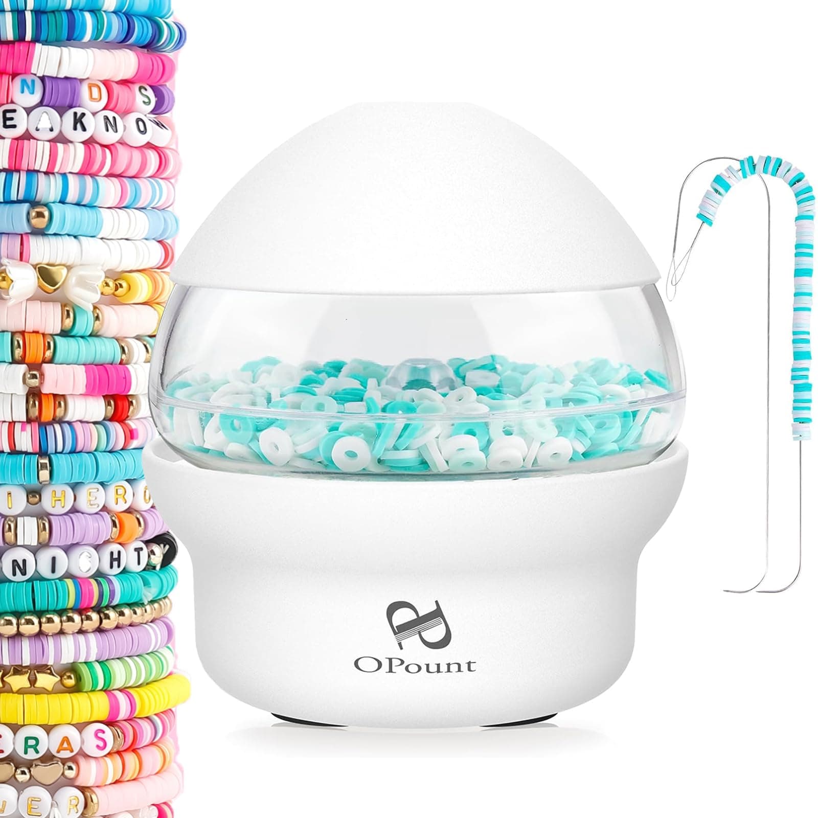 PP OPOUNT Electric|Clay | Seed Bead Spinner with 2 Big Eye Beading Needles, Fast Beading, for Jewelry Making, DIY Waist Beads, Bracelets, Necklace (Patent)