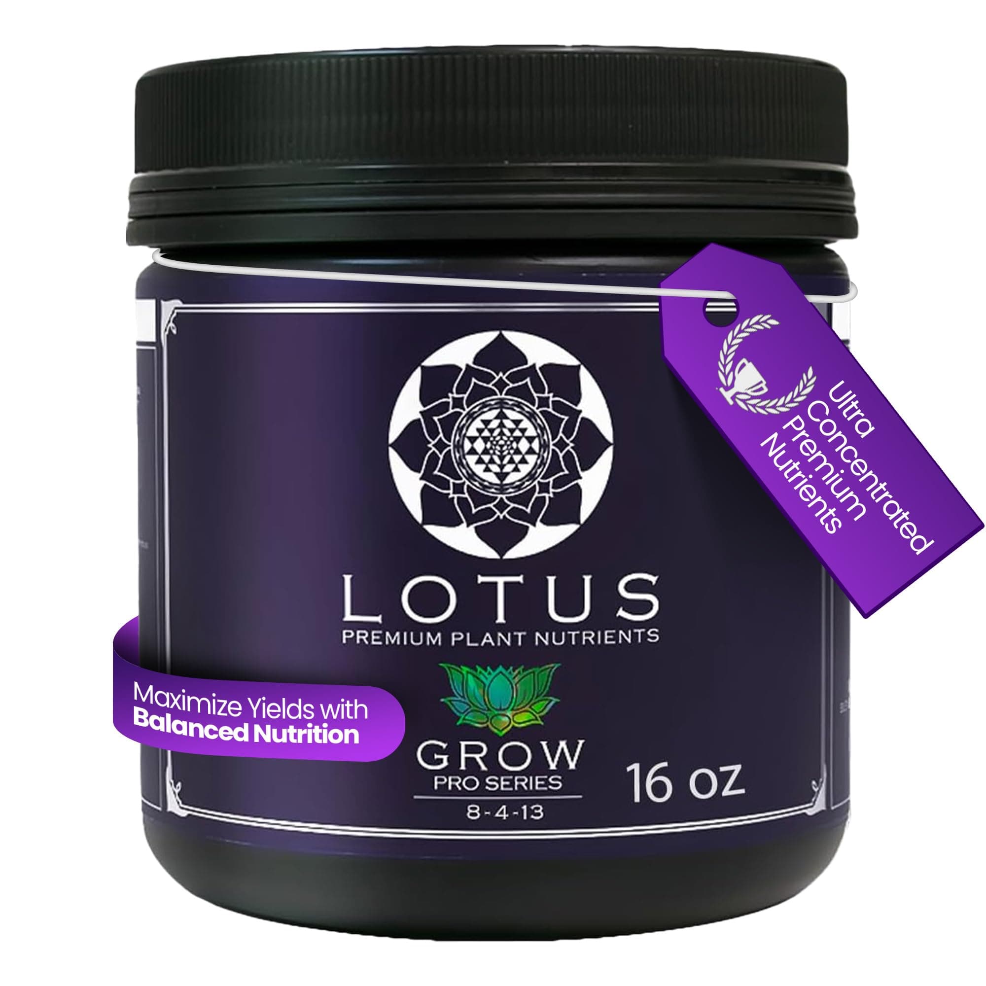 Grow Pro Series, Water Soluble Plant Nutrient Powder, 14+ Ingredients with Chelated Micronutrients and Amino Acids, for Coco Coir, Hydroponics, Soil, Indoor and Outdoor Grows, 16oz