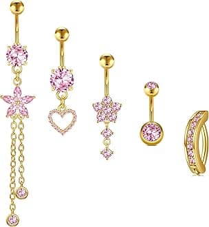 Briana Williams Belly Button Ring Belly Rings Belly Button Piercing Gold Belly Button Ring for Women Clicker Belly Ring Belly Piercing Stainless Steel 14g 10mm Blley Navel Rings Piercing Jewelry