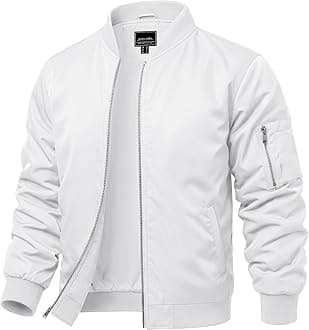 CRYSULLY Men's Bomber Jacket Lightweight Fall Winter Casual Windbreaker Full Zip Outwear Coat