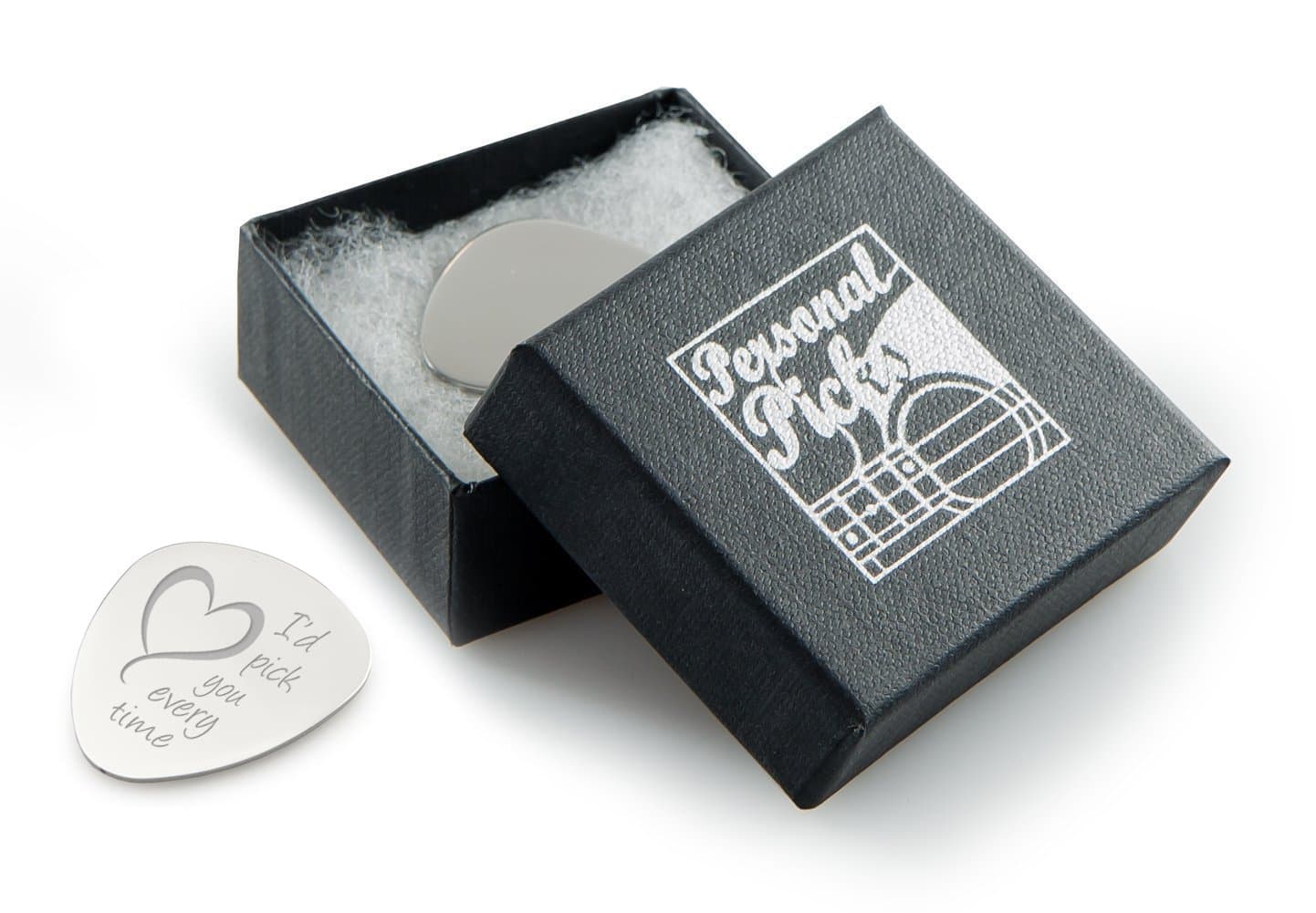 "I'd Pick you Every Time' Design Guitar Plectrum/Pick - Engraved with Your Custom Text On Reverse