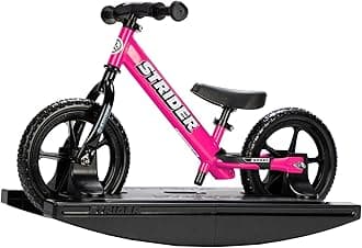 Strider 12” + Rocking Base - Helps Teach Baby How to Ride a Balance Bicycle - for Kids 6 Months to 4 Years - Easy Assembly & Adjustments