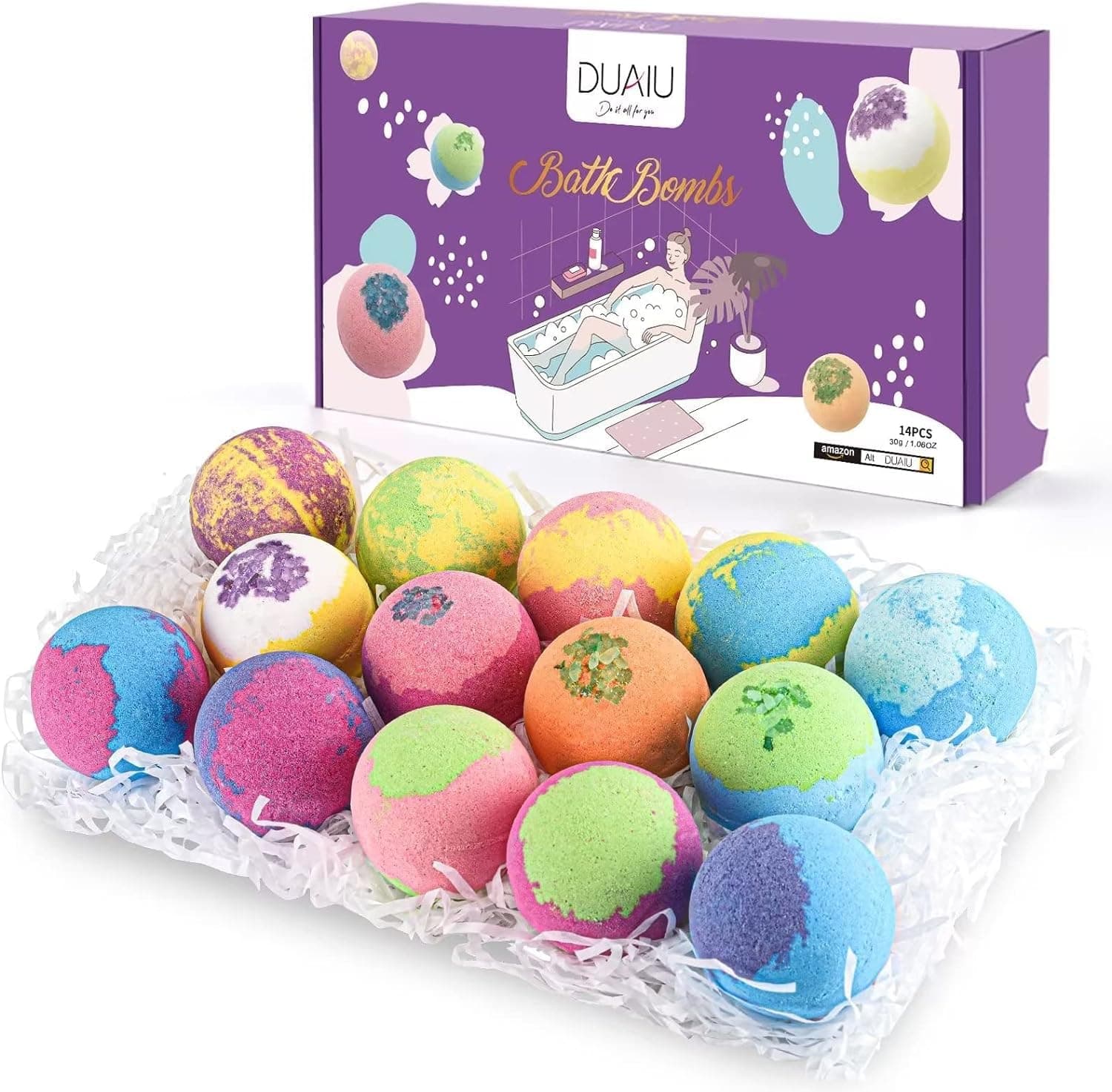Bath Bombs Gift Set DUAIU 14Pcs Natural Bath Bomb Set Organic Bubble Bath Bombs with Essential Oil Gifts for Birthday Anniversary Valentines Mothers Day Gifts for Women Mom Girls