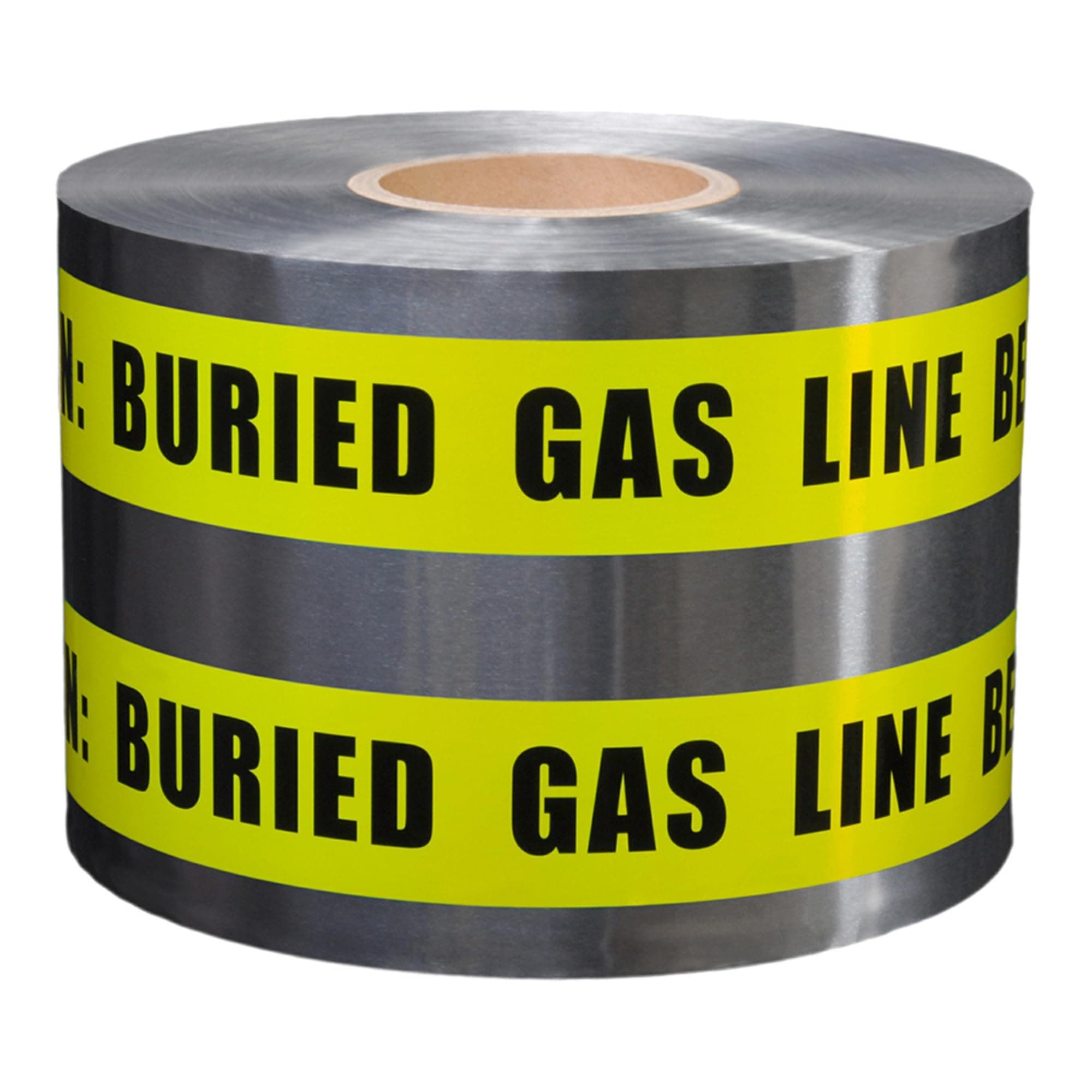 Presco Underground Detectable Tape: 6 in. x 1000 ft. (Yellow with Black "CAUTION BURIED GAS LINE BELOW" printing)