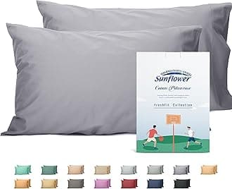 Sunflower King Pillowcases Set of 2, 100% Cotton King Pillow Cases 2, 20×40 inches Frost Gray, Soft and Breathable