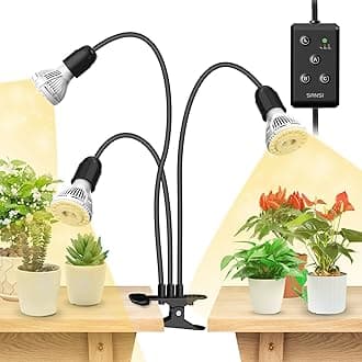 LED Grow Lights for Indoor Plants, Lifetime Free Bulb Replacement, 450W Full Spectrum with 3 Gooseneck Clips for Growing Plants, Plant Light with Timer