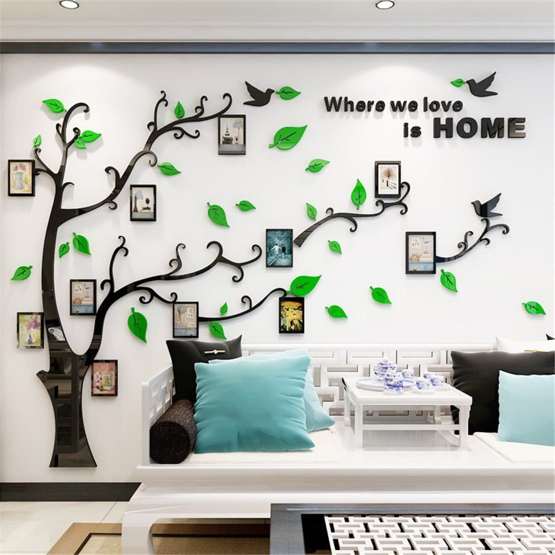 Tree Wall Stickers 3D DIY Tree Wall Decal Art Murals Large Family Photo Frames Tree Decoration for Living Room Bedroom Restaurant Home Decor