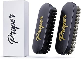 PROPER DETAILING CO. Brush Set for Leather and Upholstery | 2 Pack Horse Hair and Nylon Brushes for Cleaning Leather Surfaces | Upholstery Brush for car, Leather Brush Car Detailing