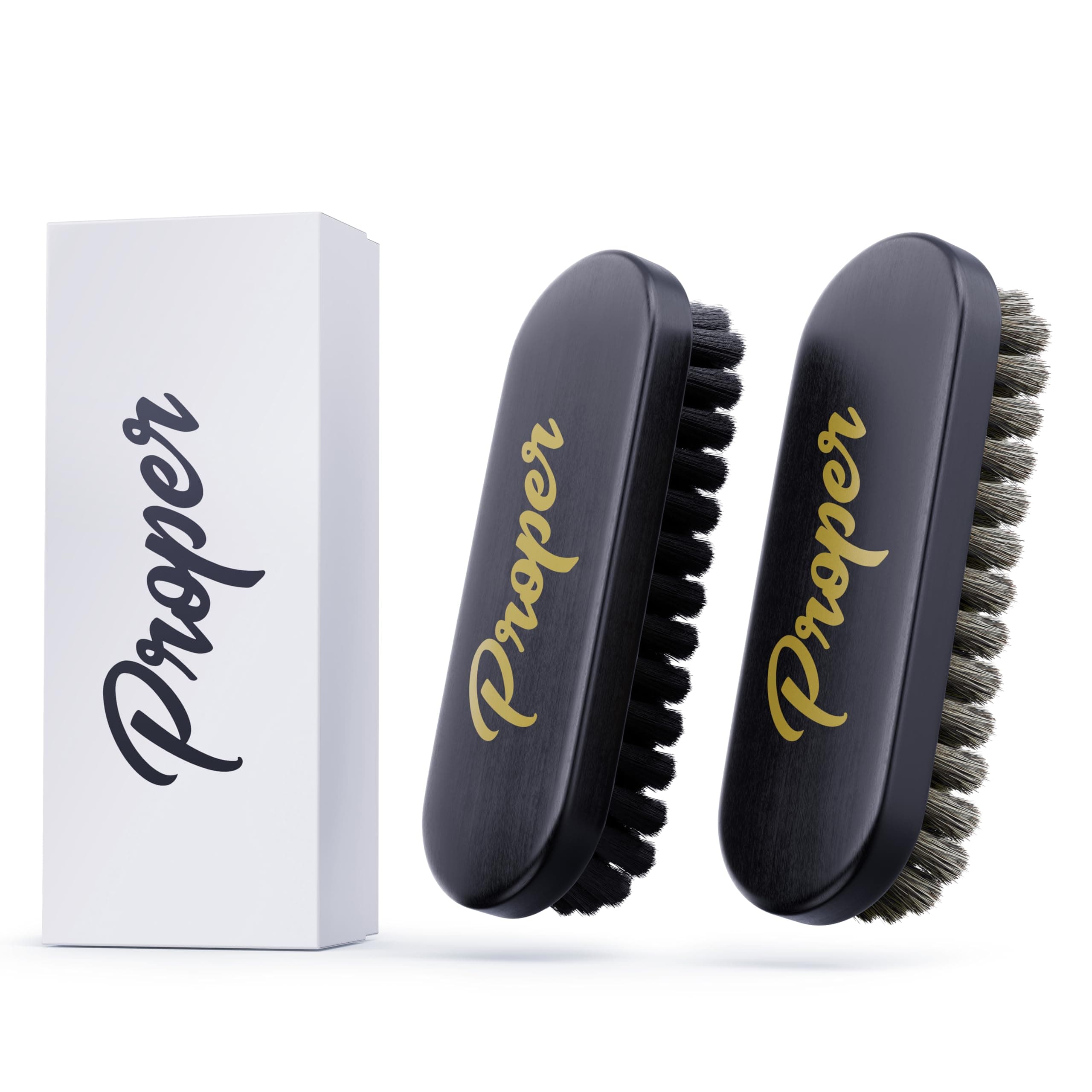 PROPER DETAILING CO. Brush Set for Leather and Upholstery | 2 Pack Horse Hair and Nylon Brushes for Cleaning Leather Surfaces | Upholstery Brush for car, Leather Brush Car Detailing