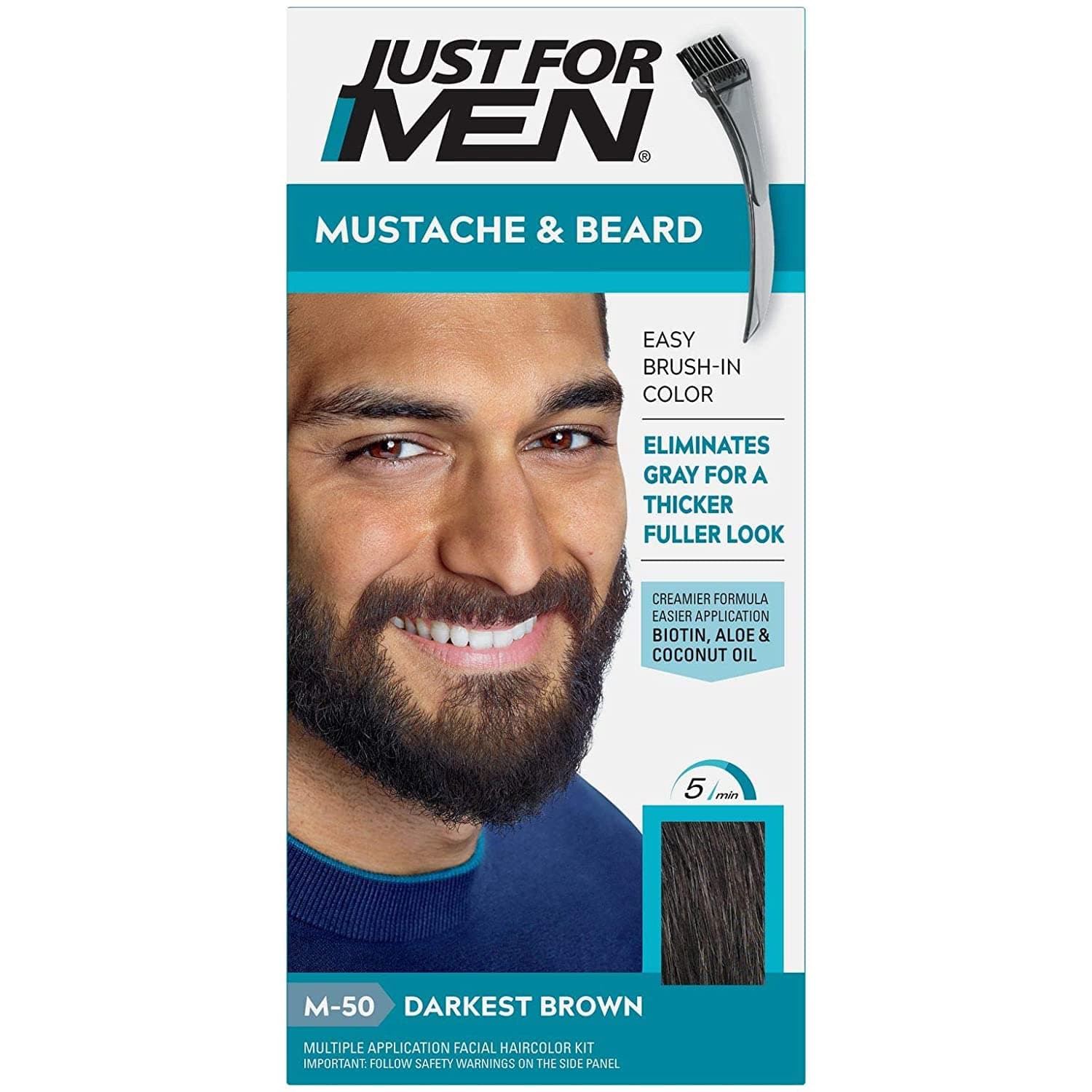 Just For Men Mustache & Beard #M-50 Darkest Brown Color Gel (Pack of 2)