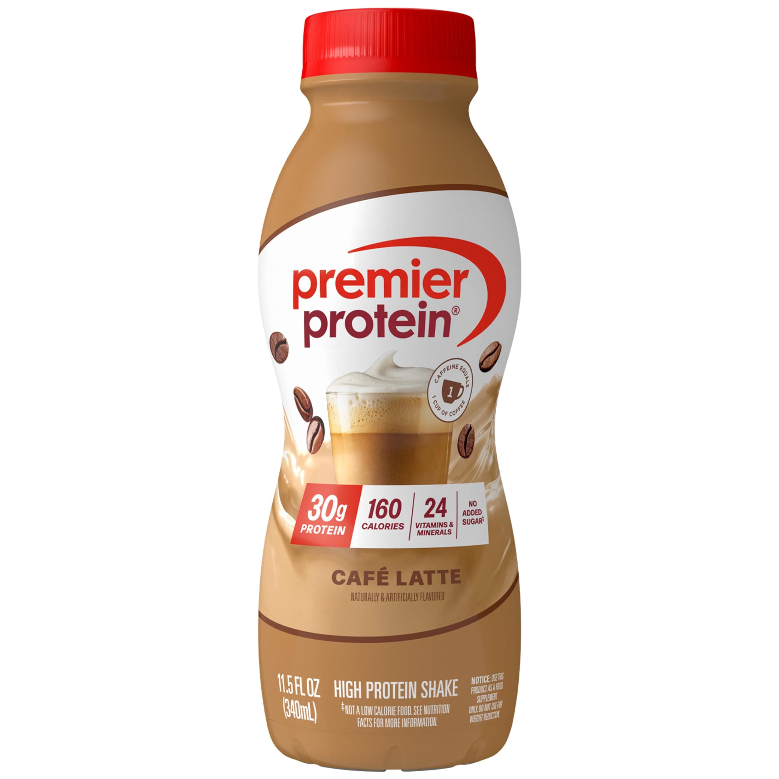 Shake, Café Latte, 30g Protein, No Added Sugar, 24 Vitamins & Minerals to Support Immune Health, 11.5 fl oz, 1 Pack