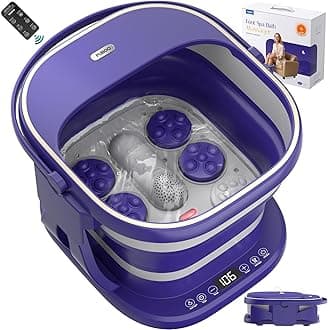 Puboo Collapsible Foot Spa Bath Massager with Heat, 95-115°F Precise Temp Control, Motorized Massage Rollers, Heated Foot Bath Soak Tub, Fits US Men’s Size 11, Gift for New Year