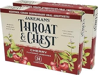 Throat and Chest Lozenges - Cherry - 24 Pack (Pack of 2)