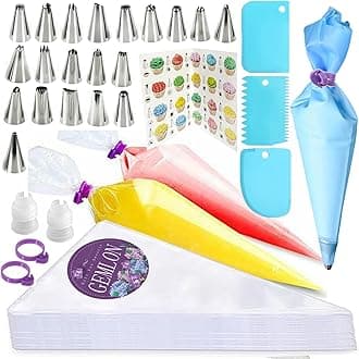 Piping Bags and Tips Set, 100PCS 12 Inch Disposable Pastry Bags with Tips Cupcake Frosting Piping Kit Cookie Decorating Supplies, Royal Icing Bags and Tips Set for Cake Decorating Baking Tools