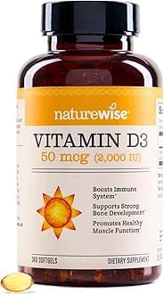 Vitamin D3 2000iu (50 mcg) Healthy Muscle Function, and Immune Support, Non-GMO, Gluten Free in Cold-Pressed Olive Oil, Packaging Vary (Mini Softgel), 360 Count(Pack of 1)