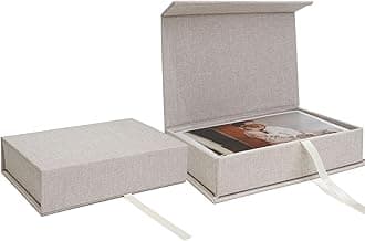 Vienrose Linen 8" x 10" Photo Cases and Postcard Keeper Storage Container Box 1Pcs for Photo, Postcard, Decorative Paper, Beige