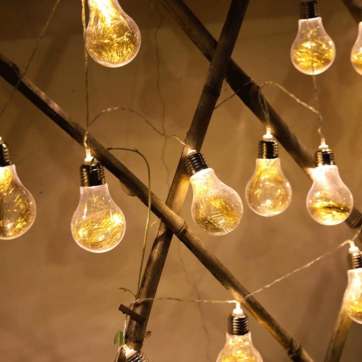 Bulb String Lights,SUAVER 20LEDs Bulb Lights Battery Operated Hanging Lights,LED Edison Bulb Fairy Lights for Patio,Café Bars,Wedding Party Decor(Warm White)