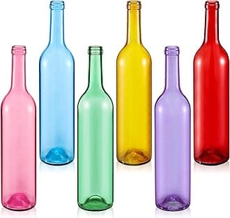 6 Pcs Decorative 750ml Empty Wine Bottles Christmas Colored Glass Bottles for Bottle Tree for Garden Outside Home Room Christmas Party Outdoor Indoor Decor (Cute Color)