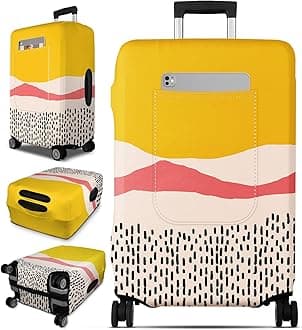 Slohif Luggage Cover for Suitcase Tsa Approved Protector - Luggage Sleeve Large Suit Case Cover Travel Stretch Baggage Case Protective Washable Fit 22-32 Inch, Yellow, S-(22-24) Inch, Colorful