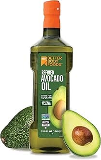 BetterBody Foods Refined Non-GMO Cooking Oil, Kosher, Keto and Paleo Diet Friendly, for High-Heat Cooking, 100% Pure Avocado Oil, 1 Liter, 33.8 Fl Oz