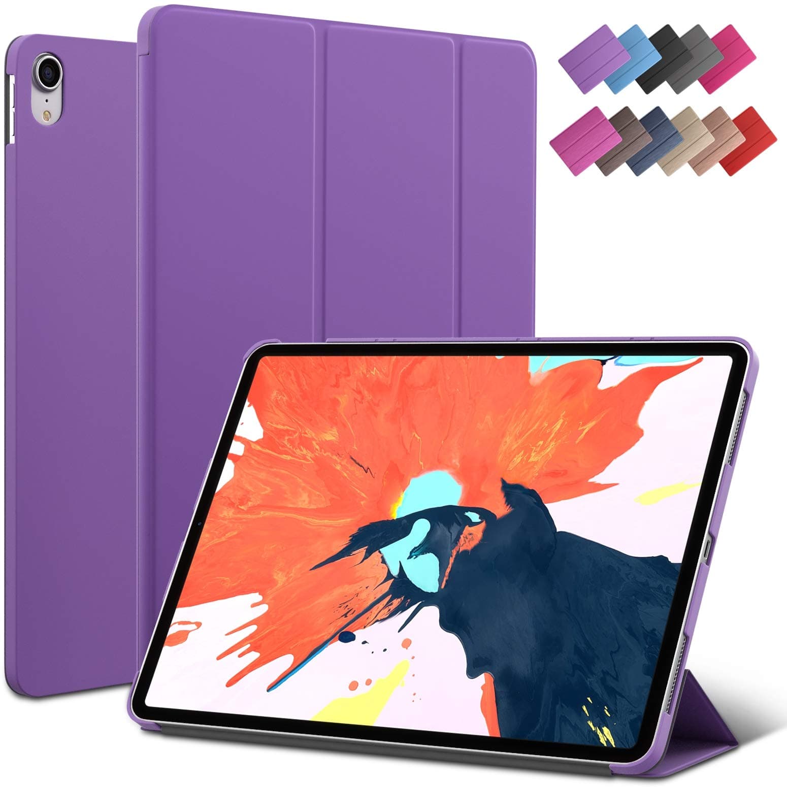 iPad Pro 11-inch case, ROARTZ Red Slim Fit Smart Rubber Coated Folio Case Hard Cover Light-Weight Auto Wake/Sleep for 2018 Apple iPad Pro Model A1980 A2013 A1934