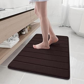 Buganda Memory Foam Bath Mat, 35.4" x 24", Ultra Soft and Non-Slip Bathroom Rugs, Water Absorbent and Machine Washable Bath Rug Runner for Bathroom, Shower, and Tub, Brown