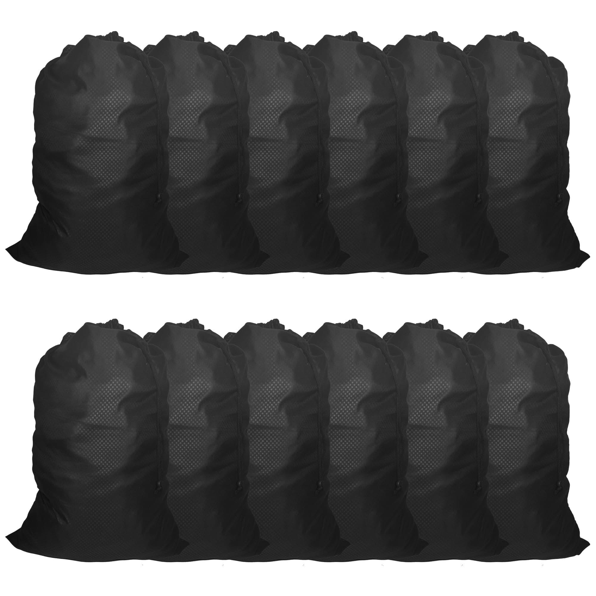 ZPECC Travel Laundry Bag 12 Pack,Bulk Extra Large Heavy Duty Bags, Durable Dirty Clothes Organizer With Drawstring, Fit a Basket or Hamper (40" X 30",Black)