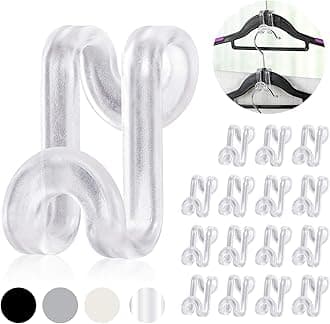 Mlici Hanger Hooks Space Saving, 60 Pack Clothes Hanger Connector Hooks, Transparent Stackable Clothes Hangers with Hooks for Closet Organizer (Clear)