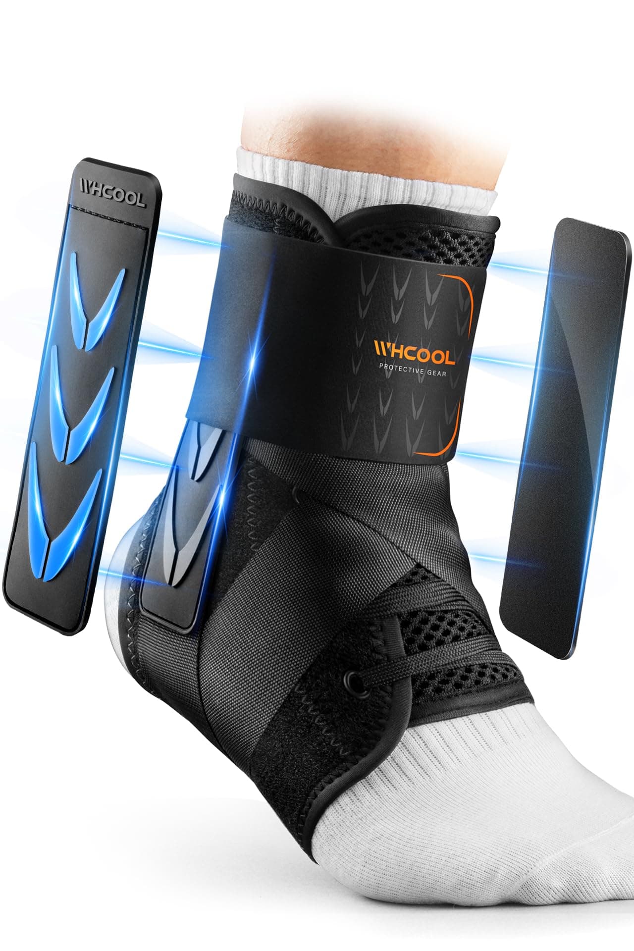 Slim-Fit Ankle Brace for Sprained Ankle, Quick Lace Up Ankle Support for Women Men with 2 Auto-Shaped Pads, Air Fabric Cool Ankle Stabilizer for Injury Recover, Running,Sports,XS(9.6”-10”)