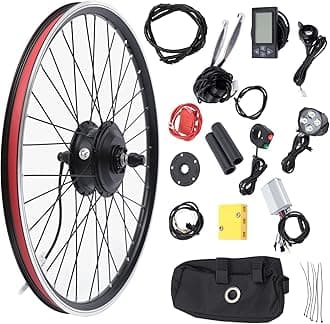 36V 350W Electric Bike Conversion Kit 26" Front Wheel E-Bike Motor Hub Motor Set 5 Speed Adjustable 35 Km/H Electric Bicycle Kit with LCD Display Controller