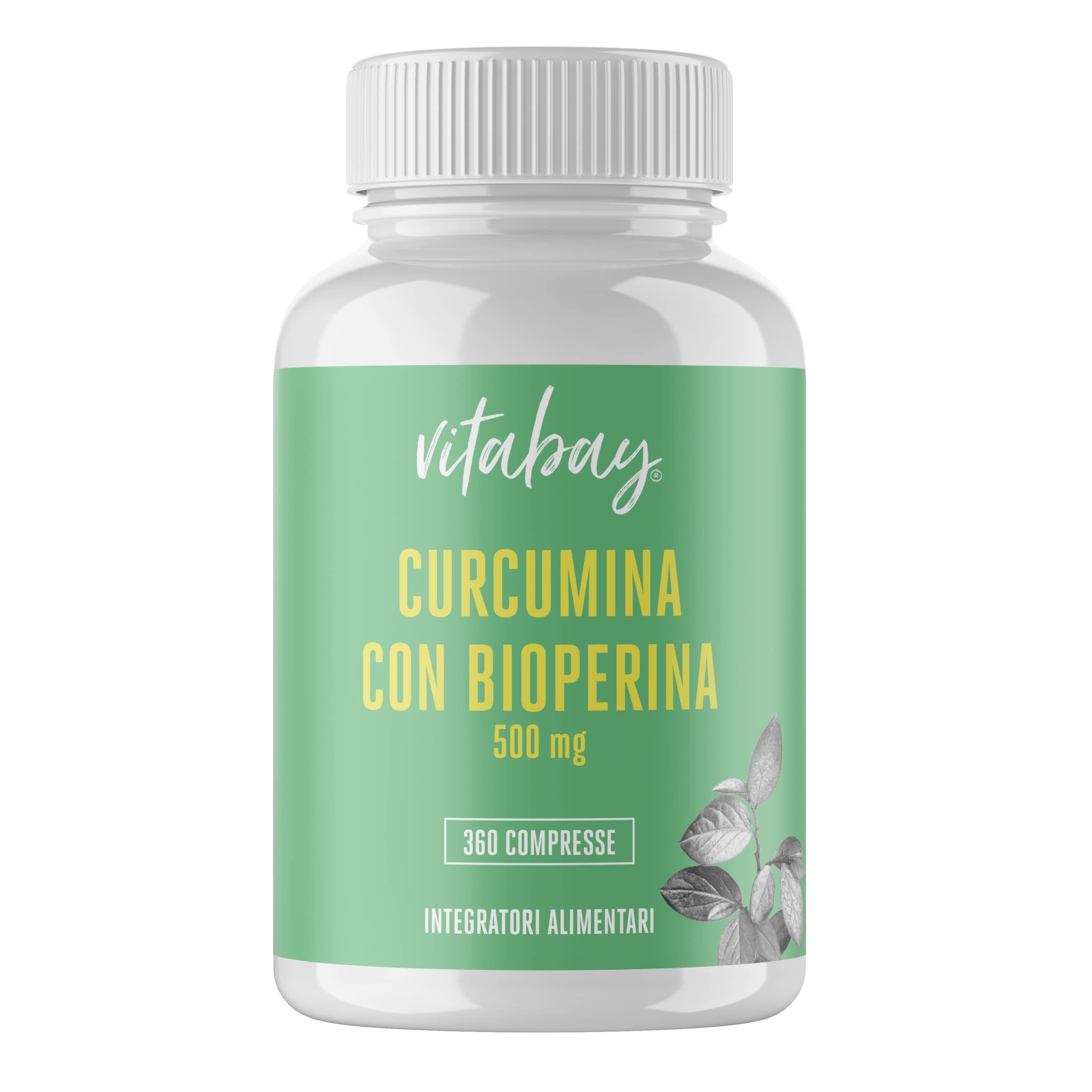 Curcumin with Bioperin 500 mg Vegan, Curcuma C3 Complex, Curcuma Longa Root (360 Vegan Tablets)