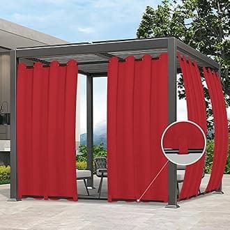 Easy-Going Outdoor Curtains Waterproof Windproof Weatherproof Curtain for Patio, Cabana, Porch, Pergola and Gazebo, Grommet Top and Tab Bottom Drape, 1panel, 54x108 inch, Red