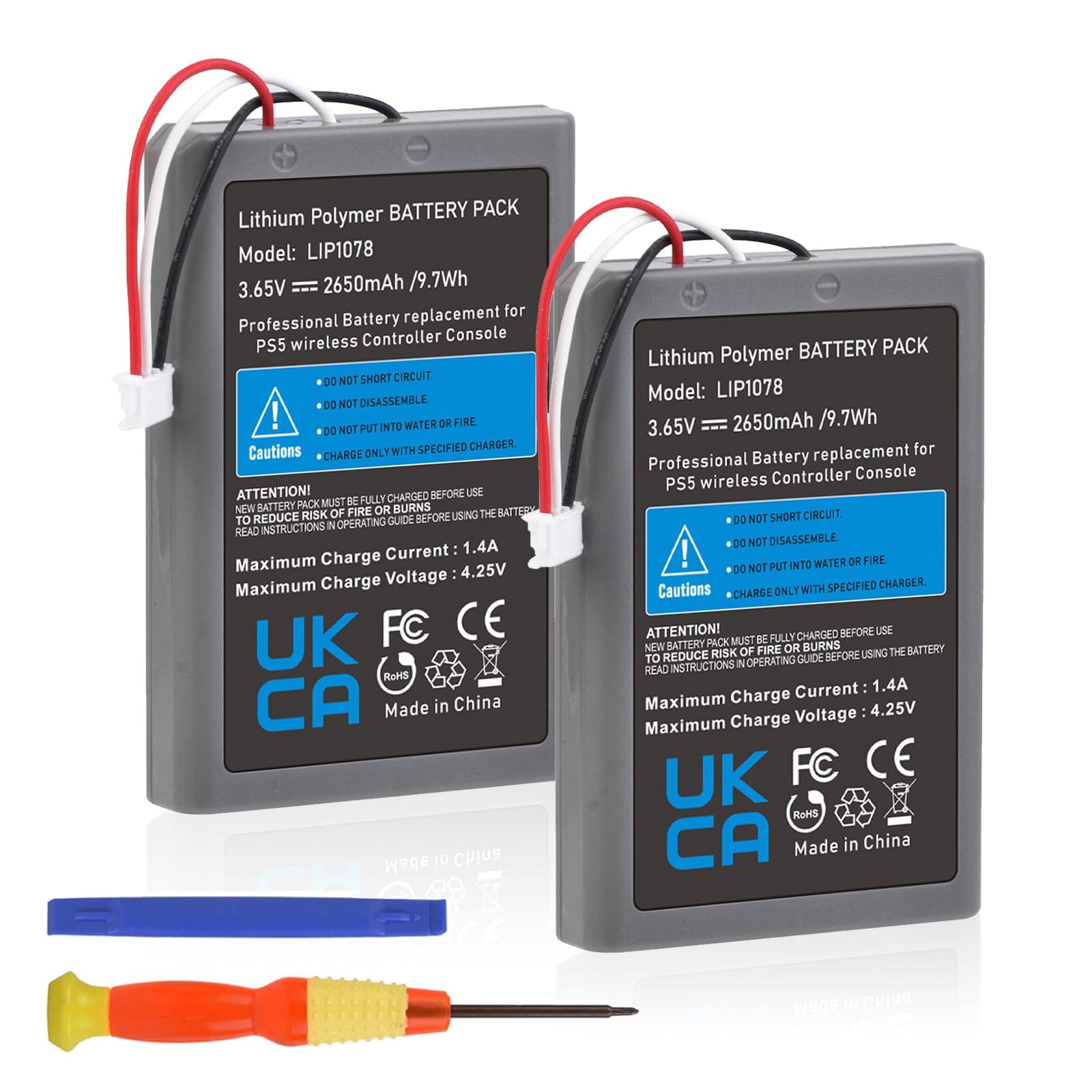 – Pickle Power 2Pcs 2650mAh PS5 Controller Battery LIP1078 Battery Replacement for Sony Playstation 5 DualSense CFI-ZCT1W Wireless Controller