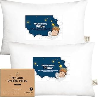 White Toddler Pillow for Sleeping - 2-Pack Soft Organic Cotton Baby Pillows for Sleeping - 13X18 Small Kids Pillow - Baby Pillow - Infant Pillow for Travel, School, Nap - White Pillows - Machine Wash
