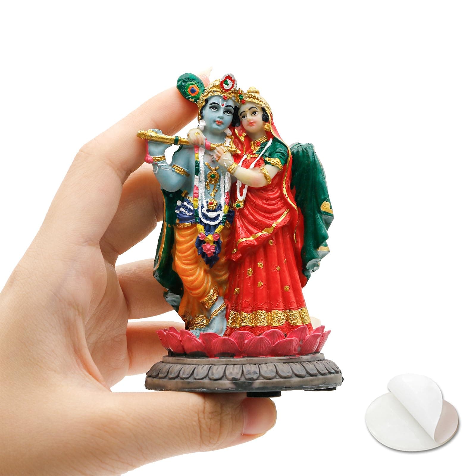 BangBangDa Radha Krishna for Car Decor - 3.9" H Small Hindu God Statue for Vehicle Dashboard Decor Hindu God Father’s Day Mother’s Day Diwali Birthday Gifts for Indian People Home Altar Pooja Item