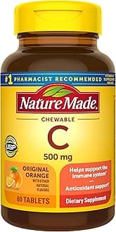 Nature Made Chewable Vitamin C 500 mg, Dietary Vitamin C Supplement for Immune Support, 60 Tablets, 60 Day Supply
