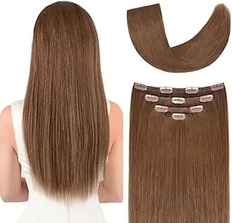 22" Hair Extensions Clip in Human Hair for Women - Silky Straight Remy Real Long Human Hair Clip on 90grams 4pieces Ash Brown Color