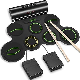 Electronic Drum Set, 7 Pads Roll Up Electric Drum Pad with Wireless Function, Portable Rechargeable Midi Drum Kit with Speaker/Pedals/Headphone Jack, Great Holiday Gift for Beginner (Green)