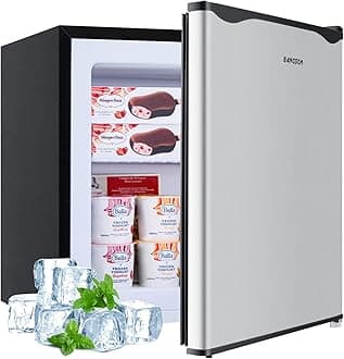 BANGSON Mini Freezer, 1.1 Cu.ft Upright Freezer With Removable Shelf, Single Reversible Door, Compact for Home, Kitchen, Office, Apartment (Silver)