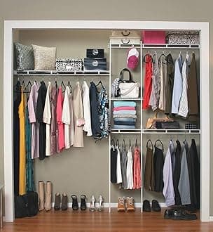 1628 Closet Organizer Kit, 5-Foot to 8-Foot, White