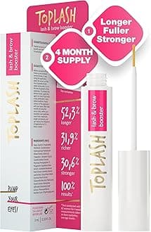 TOPLASH Eyelash Growth Serum - Innovative Formula for Longer, Thicker, Fuller Brows & Lashes - Natural, Cruelty-Free & Hypoallergenic - 0.10 fl.oz.